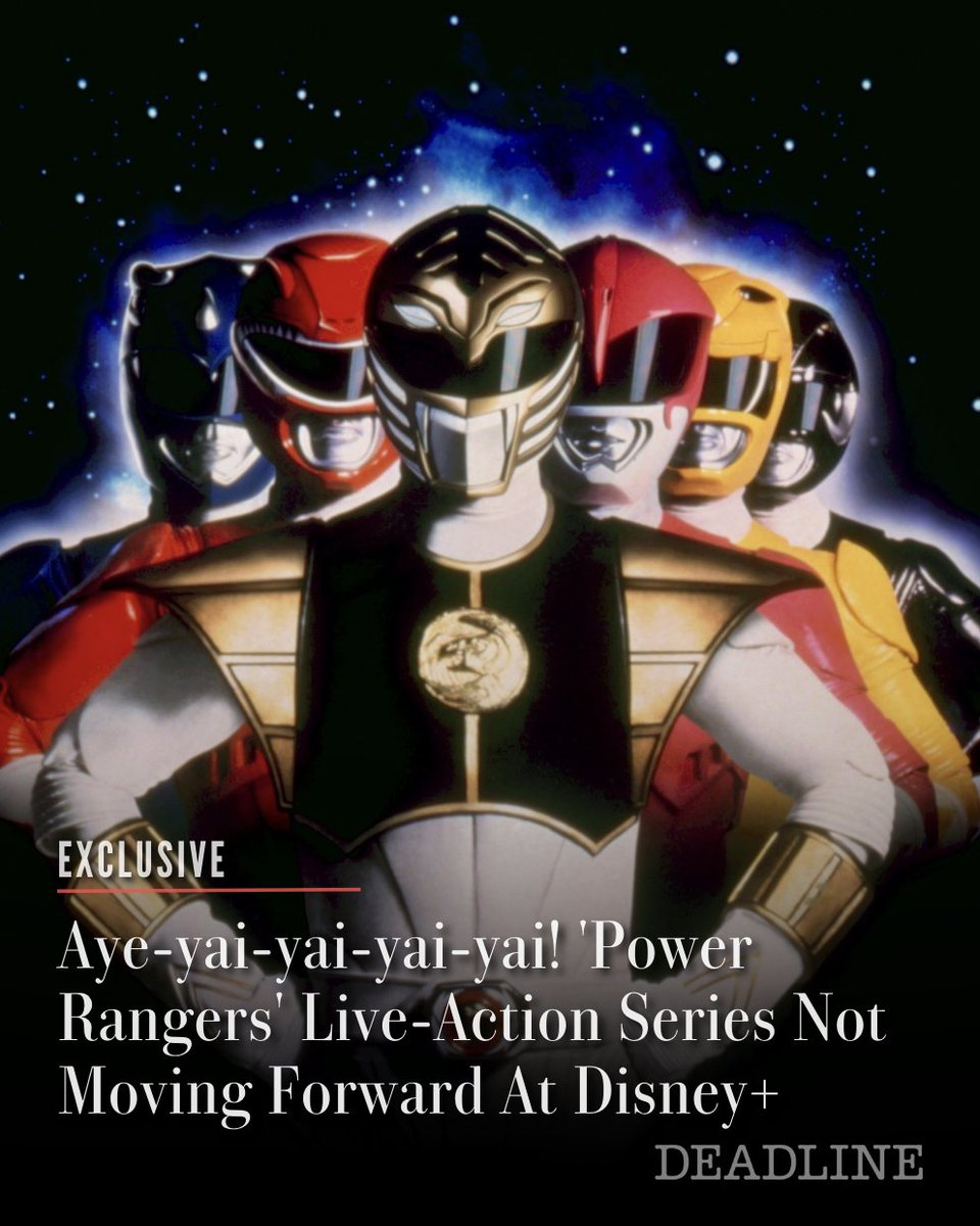 DEADLINE's tweet photo. EXCLUSIVE: Disney+ is not proceeding with its live-action 'Power Rangers' series.

The project, written and executive produced by 'Percy Jackson and the Olympians' executive producers/showrunners Jonathan E. Steinberg and Dan Shotz, was set up for development at the Disney streamer about a year and a half ago with sibling 20th Television as the studio. It will not be going past the development stage.

Read more here: https://t.co/ArEuqFB24T