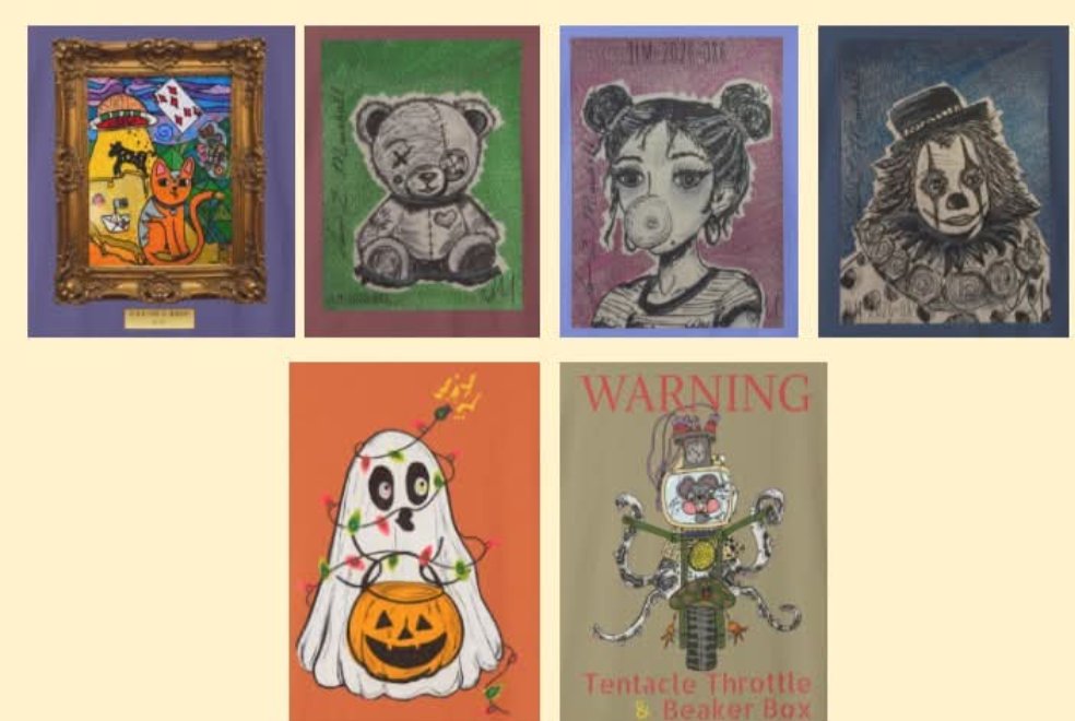 Jamie86Marshall's tweet photo. Here are just a few of my original hand-drawn artworks that you can purchase on shirts and posters. Visit my store and let me know what you think! https://t.co/HiUTx14l4W https://t.co/OgUJbbFDlY