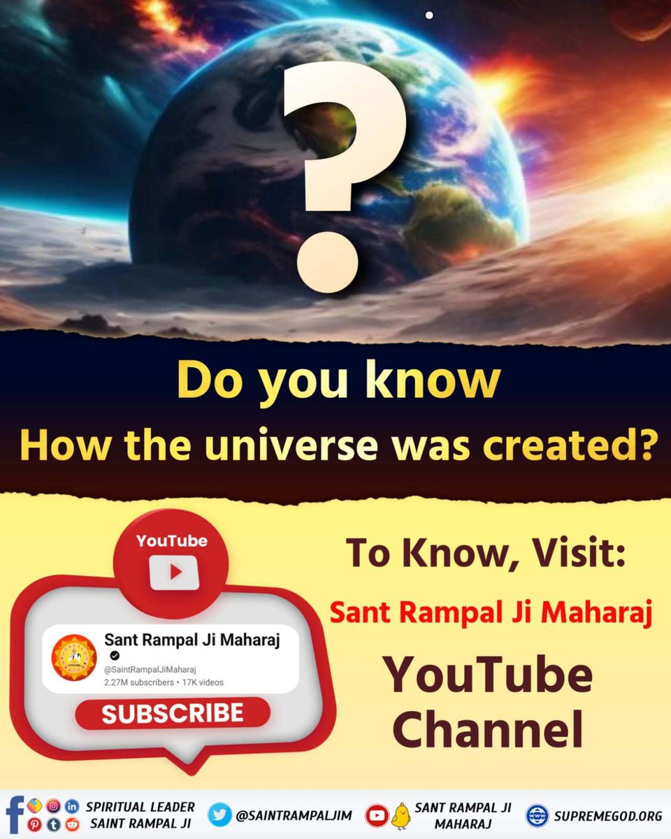 N_Rajeev2's tweet photo. #SecretOf_CreationOf_Universe
Do you know How the universe was created? 🌍

To Know, Visit:
Sant Rampal Ji Maharaj
YouTube Channel https://t.co/eX9SGQtlPC
