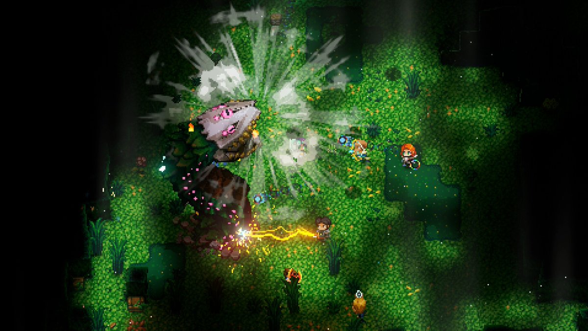 gamespark's tweet photo. 『Core Keeper』大型アプデ計画「大口へ続く道」の全貌判明！最終章Ver.1.5「裂け目の向こうへ」で、ついに「突破者の到達点」の先の未知の世界が明らかに
https://t.co/q4v5zDVCD4

『Core Keeper』最終章Ver.1.5で、突破者の到達点の先に広がる未知の世界が明らかに。封じられし地の先へ、新たな生物群系が登場。
