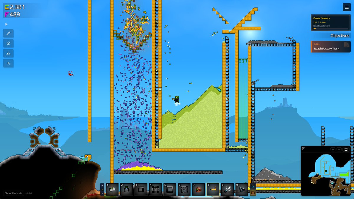 gamespark's tweet photo. 『Factorio』×『Terraria』×『Noita』ごちゃまぜ！？新作向上自動化シム『サンダストリー』早期アクセス開始
https://t.co/LWPfanPMPu

全ピクセルが破壊可能で、資源で物理連鎖も。砂が水を吸って金を生み、蒸気が雨を呼ぶ。古代遺跡の謎を解きながら、科学で惑星を変えていく。 https://t.co/HZwd6reWUk