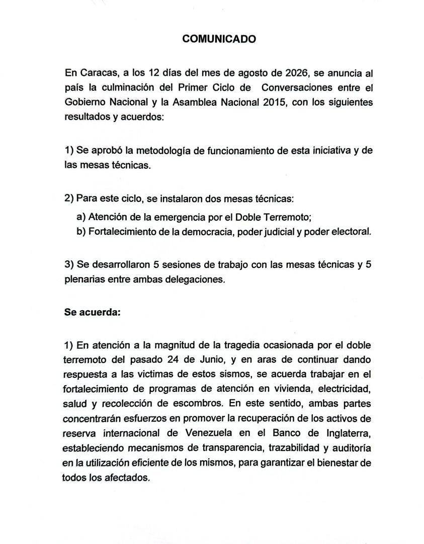 WilsonGomezGB's tweet photo. UN TRIUNFO DE LA POLÍTICA CON MAYÚSCULA

​El acuerdo suscrito el 12 de agosto de 2026 representa la victoria del diálogo institucional sobre la confrontación estéril. Desde la perspectiva del Realismo Jurídico, el Gobierno Nacional demuestra una madurez política superior al instrumentar mecanismos normativos en favor de los ciudadanos y de la consolidación de la paz institucional.  

​Este documento firmado por el Gobierno Nacional y AN 2015 no invalida el orden constitucional; por el contrario, lo perfecciona y actualiza para dar respuestas concretas en momentos de contingencia nacional.  

El análisis de la política de Estado exige superar los dogmatismos paralizantes. El Realismo Jurídico enseña que el Derecho no es un catálogo estático de abstracciones, sino un instrumento vivo para la preservación de la paz social, la estabilidad del Estado y la protección de los ciudadanos.

El Comunicado del 12 de agosto de 2026, suscrito por el Dr. Jorge Rodríguez (en representación del Gobierno Nacional) y la Dra. Dinorah Figuera, marca un hito institucional de alto nivel pragmático. Lejos de ser una vulneración del orden normativo, este acuerdo constituye un acto superior de Estado, amparado en la Doctrina de la Necesidad, la Soberanía Popular y la Primacía del Bien Común.

I. LA RAZÓN DE ESTADO Y LA ATENCIÓN A LA EMERGENCIA NACIONAL

1. El Estado de Necesidad Social y Humanitario
El primer pilar del acuerdo responde de forma directa a los devastadores efectos del evento telúrico registrado el 24 de junio de 2026. La Constitución de la República Bolivariana de Venezuela (CRBV) impone en su Artículo 3 que el fin supremo del Estado es la defensa de la persona humana y la garantía del bienestar general. 
 
La protección de la vida humana y la atención urgente a las víctimas de desastres naturales están por encima de cualquier traba burocrática o controversia adjetiva.

2. El Desbloqueo de los Activos de la República en el Banco de Inglaterra
El acuerdo para desbloquear y disponer de los recursos de la reserva internacional retenidos en el Banco de Inglaterra para proyectos de vivienda, salud, servicio eléctrico y remoción de escombros:  

Reafirma la Soberanía Financiera: Logra comprometer la repatriación de recursos legítimos que pertenecen al pueblo venezolano.  

Cumple con los Principios de la Función Pública: El acuerdo establece de forma explícita mecanismos de transparencia, trazabilidad y auditoría, atendiendo de forma estricta los principios de honestidad y rendición de cuentas consagrados en el Artículo 141 de la CRBV.  

III. LA INSTITUCIONALIZACIÓN DE LA PAZ: REFORMAS AL SISTEMA DE JUSTICIA

El segundo eje del comunicado plantea la transformación integral del sistema de justicia, incluyendo reformas legales, la renovación del Comité de Postulaciones Judiciales y la designación de todos los Magistrados del Tribunal Supremo de Justicia (TSJ).  

Plena Canalización por Vías Constitucionales:​Contrario a la tesis de un quiebre institucional, el acuerdo establece expresamente en su punto 2.d que la revisión de credenciales y requisitos se hará para el cumplimiento de lo establecido en la Constitución y la ley. Esto demuestra que:  

-​No se evaden los procedimientos constitucionales: Se reordenan y vigorizan los mecanismos de selección mediante acuerdos de gobernabilidad previa.

-​Fortalecimiento del Poder Legislativo: Toda reforma a la Ley Orgánica del TSJ y la designación final corresponderá soberanamente a la Asamblea Nacional en pleno ejercicio de sus facultades (Artículos 202 y 264 CRBV).

Finalmente debemos reafirmar que el Realismo Jurídico herramienta esencial para los jueces y abogados. "El jurista realista se preocupará, entonces, por averiguar ciertas cosas de la 'tierra' estrechamente vinculadas a las posibles consecuencias prácticas del fallo judicial" Enrique Pedro Haba M.