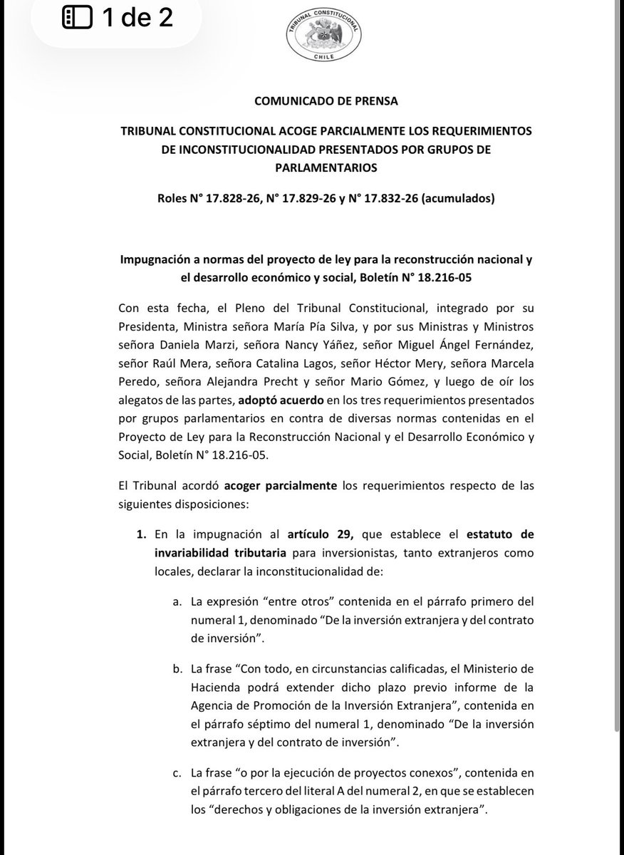 diego_ibanezc's tweet photo. El TC declara INCONSTITUCIONAL la restitución de gastos a una empresa por anulación de su Resolución de Calificación Ambiental (RCA). La megareforma no solo fue la imposición del abuso, sino también una flagrante violación a la Constitución. Ya no cabe absolutamente ninguna explicación razonable de Quiroz, asegurando al privado que contamina, a costa de los impuestos de todas y todos los chilenos. Esto no puede quedar simplemente así.