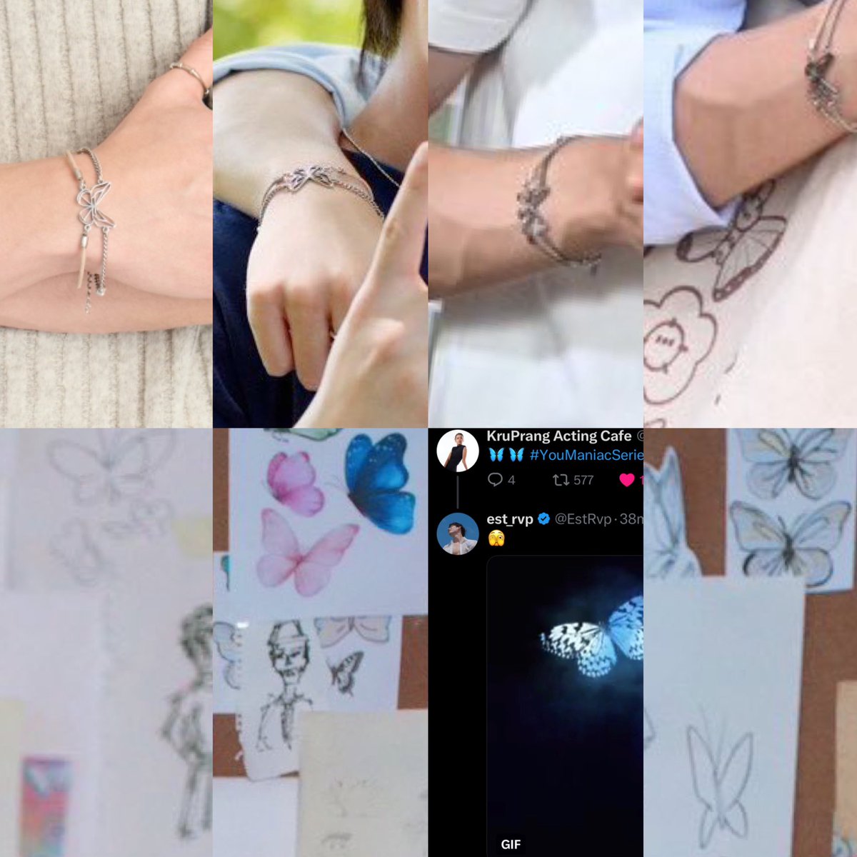 jwillestt's tweet photo. moth and his butterflies obsession 🦋🩵 is so precious that type of details on him

that pretty bracelet that he always wearing, his butterflies draws and the way they always represent moth with butterfly emoji 🤭🤏🏻

YOU MANIAC TRAILER 
#WilliamEst #YouManiacSeries https://t.co/d2s1zgtpS7