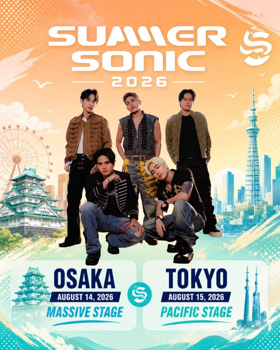 US_ATIN's tweet photo. [D-DAY: OSAKA]

From the Philippines to the SUMMER SONIC stage! 🇵🇭🔥

So proud to see SB19 continue bringing Filipino music to bigger stages around the world. Make some noise, Japan! SB19 is here! ❤️

OSAKA
Massive Stage: August 14, 2026
2:05 AM PDT/ 5:05 AM EDT | 6:05 PM JST | 5:05 PM PHT

TOKYO 
Pacific Stage: August 16, 2026
1:50AM PDT/ 4:50AM EDT | 5:50 PM JST | 4:50 PM PHT

SB19 SUMMERSONIC OSAKA DEBUT
@SB19Official #SB19 
#SB19日本ログ2026