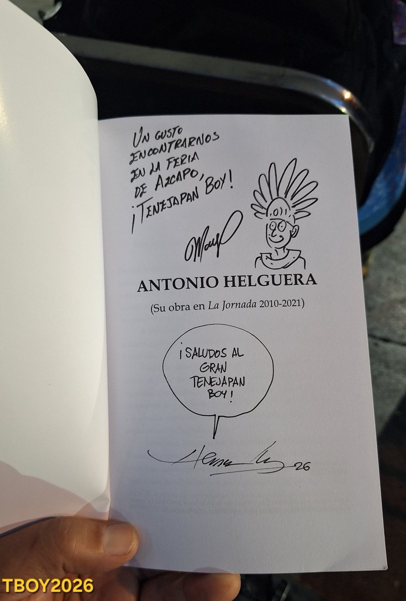 tenejapanboy's tweet photo. Estuvimos en la #FILAZCAPO 2026 en la presentación del libro "Antonio Helguera, su obra en la @LaJornada (2010=2021)" y tuvimos el gusto de saludar al gran @monerohernandez y al @El_Mayo_Monero gracias por la tertulia y la firma del libro #TBOY2026 https://t.co/EuC82EG1Od
