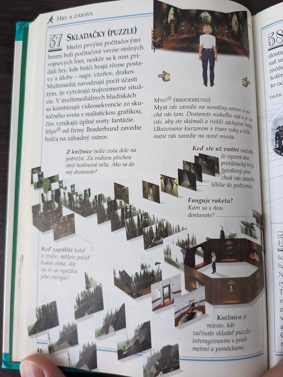 TeaManDev's tweet photo. @exQUIZitely Here is the page about Myst from that old book. It fascinated me for more than decade till I finally decided to google the title of that game and try it out 😄 https://t.co/h1GAV6pHxS