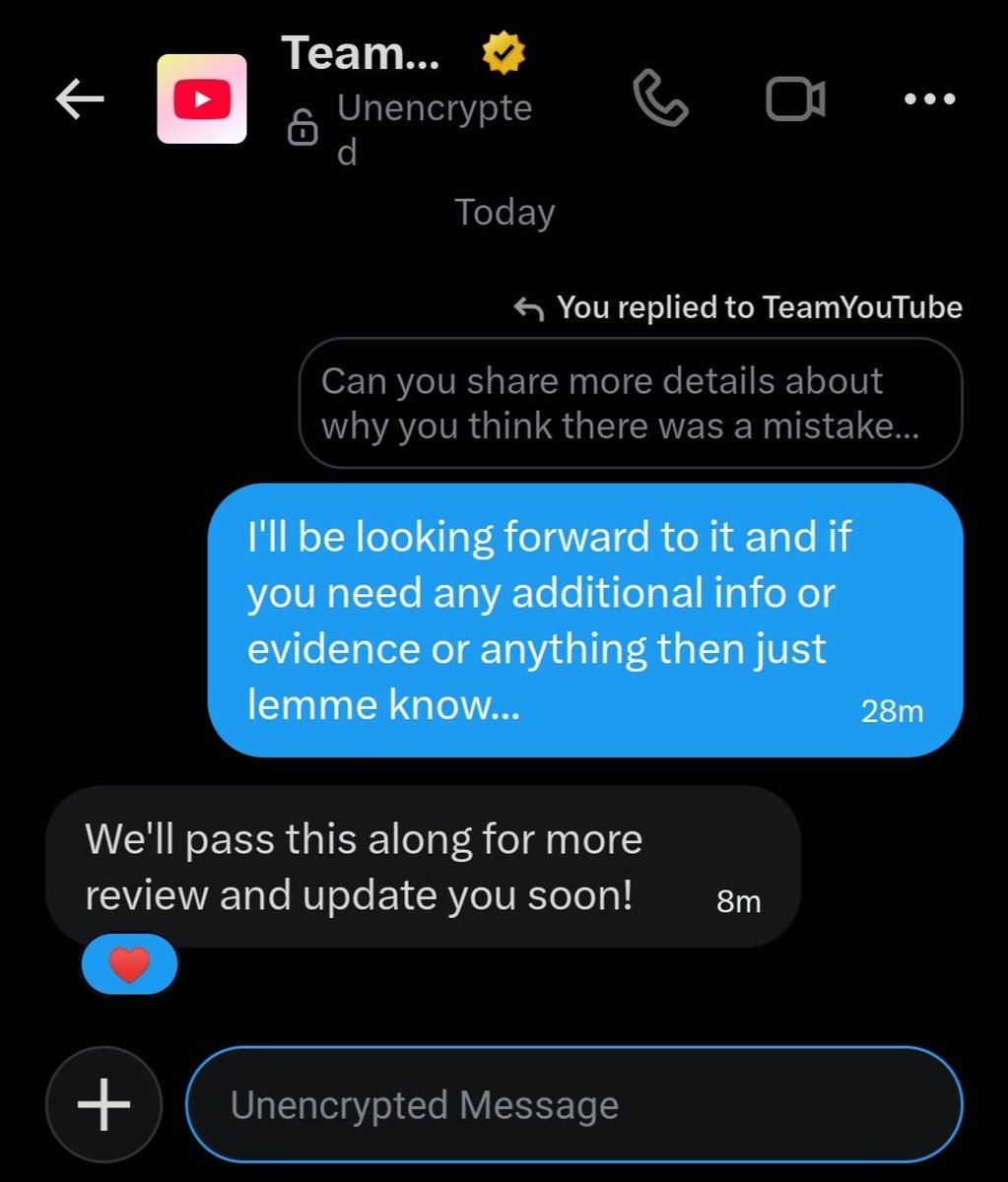 BenjaminXJr10's tweet photo. Update @TeamYouTube finally responded in my DMs saying "We'll pass this along for more review and update you soon"

I really hope my channels reinstated https://t.co/pomnSYiFJ9
