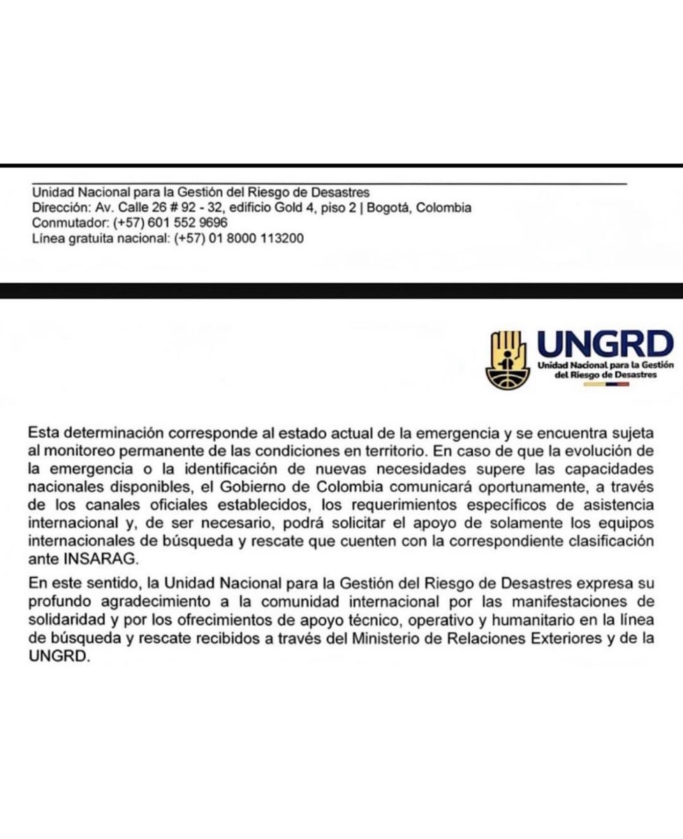 MiguelPoloP's tweet photo. ¿Cómo así que ayer y hoy los petristas se rasgaban las vestiduras porque, según ellos, el gobierno de Abelardo no dejó entrar a los rescatistas extranjeros, y vamos a ver que quien dio la orden fue el sinvergüenza de Javier Pava, exdirector de la UNGRD de PETRO?

Lo dije: más del 97 % de los funcionarios del Ejecutivo son actualmente de Petro. Aún no se han hecho los cambios y lo que se viene son saboteos internos como este.

¡Miserables! Mientras la gente pedía a gritos auxilio, el petrismo le cerraba la puerta a las ayudas internacionales.
