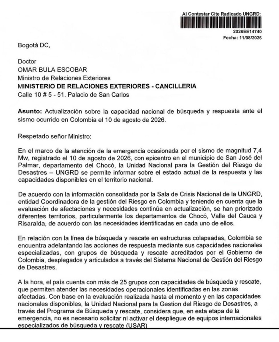 MiguelPoloP's tweet photo. ¿Cómo así que ayer y hoy los petristas se rasgaban las vestiduras porque, según ellos, el gobierno de Abelardo no dejó entrar a los rescatistas extranjeros, y vamos a ver que quien dio la orden fue el sinvergüenza de Javier Pava, exdirector de la UNGRD de PETRO?

Lo dije: más del 97 % de los funcionarios del Ejecutivo son actualmente de Petro. Aún no se han hecho los cambios y lo que se viene son saboteos internos como este.

¡Miserables! Mientras la gente pedía a gritos auxilio, el petrismo le cerraba la puerta a las ayudas internacionales.