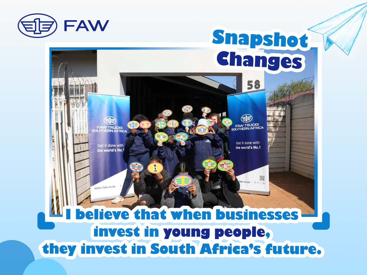 faw_global's tweet photo. I believe young people deserve dignity, encouragement and possibility. 💛
On this year’s Mandela Day, FAW TRUCKS Southern Africa spent time with young women at John Wesley Child and Youth Care Centre, sharing creativity and conversation.
#SnapshotChanges #DriveFAWard #MandelaDay https://t.co/zIK6Msiid2