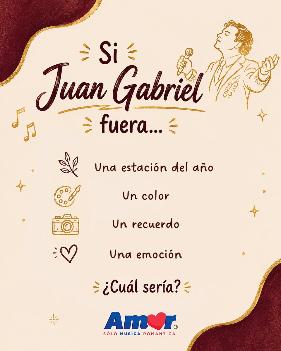 AmorEnTuRadio's tweet photo. ¡Escríbenos tu selección! 👇😉 #JuanGabrielEnAmor ❤ https://t.co/9hfgnAzk5d