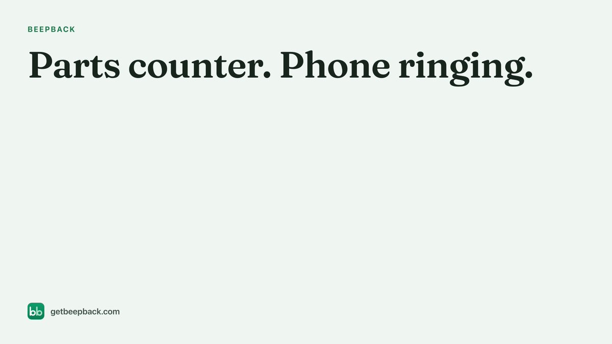 getbeepback's tweet photo. At the parts counter, nobody wants to step outside for every ring. If a call is missed, BeepBack texts back, asks what is broken, where the job is, and how urgent it is, then puts the lead in front of the owner. https://t.co/STPYwiQLbA