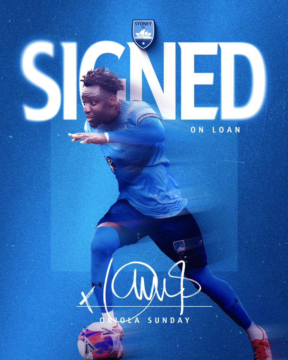 SydneyFC's tweet photo. Nigerian striker Oriola Sunday has joined the Sky Blues 🇳🇬😍

The backflipping forward signs on a season long loan from RB Ōmiya in Japan where he scored 20 goals &amp; 10 assists 🇯🇵👊

Welcome, Ori 👋🤝

🗞️https://t.co/OtvwSgWoBB

#WeAreSydney https://t.co/TtHWwylRE5