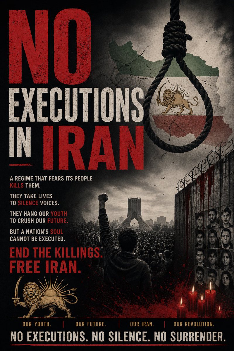 BijanSartipi's tweet photo. Do not let their names disappear

The executions have not stopped while the world debates what to do about Iran.

Young Iranians continue to face the gallows for protesting a regime that has ruled through fear, repression and violence for 47 years. Every execution is another attempt to extinguish a voice, a dream and a future.

Our response must be more than statistics. Say their names. Remember their faces. Demand justice.

The Iranian people need the world’s attention and #MaximumSupport NOW, not after another execution, not after another massacre.

Only lasting solution for peace and security in Iran and the region is #RegimeChange with @PahlaviReza 

@marklevinshow @MessageFromLen @TinaGhazimorad @AndrewGhalili @khansarinia @SGanjiNUFDI @SecRubio @SenateDems @SenateGOP