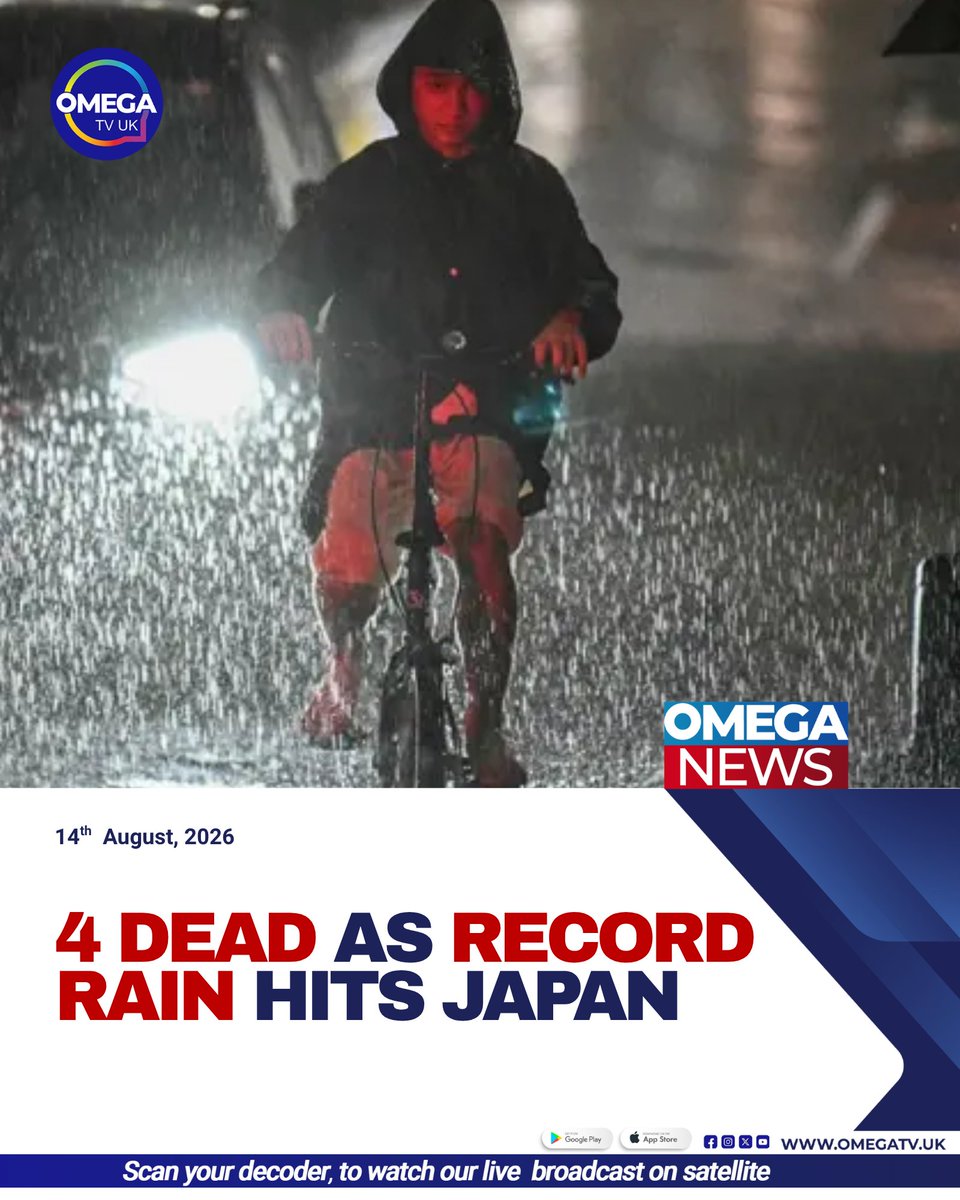 OmegaTVUK's tweet photo. At least four people have died after historic rainfall hit Japan’s Chiba region, triggering landslides, flooding and power outages. More than 100,000 households have been urged to evacuate. #Japan #Chiba #OmegaTVUK https://t.co/OUOeJw1pTj