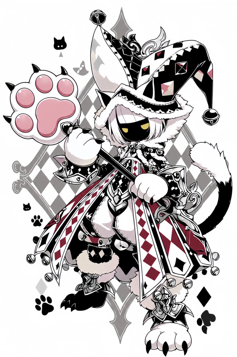 yona21_ai's tweet photo. お昼〜！

今日は猫の道化騎士にくきゅうハンマーバージョン！🐈‍⬛🐾

ぷにぷに https://t.co/ASZsq4oJgS