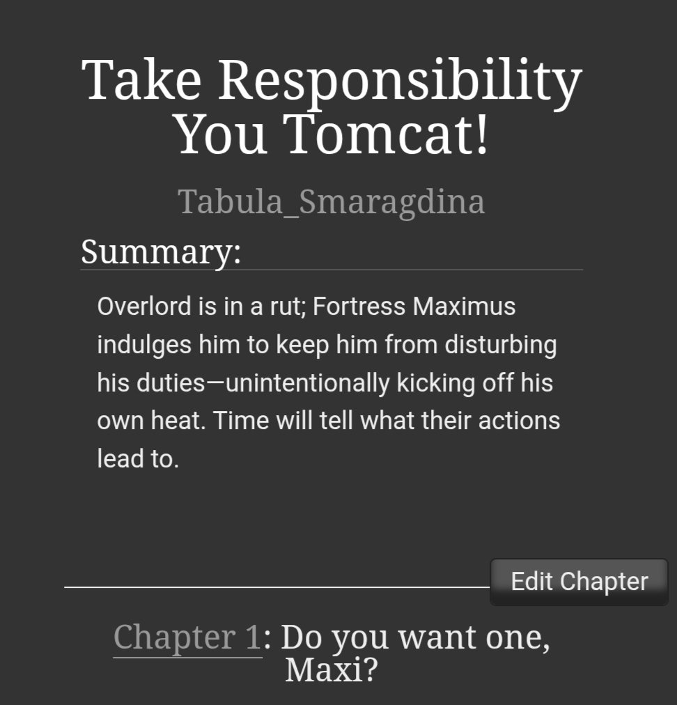 MeuChu_'s tweet photo. It's not finished, only has 2 chaps rn. But here's that #OverMax heat/ruf fic I mentioned writing

Half of the chapters are genuinely just Overlord and Fortress Maximus getting it on HAHAHAHAHAH

I SWEAR there's plot, so if ya want that, just skim over stuff

L1nk 2 fic below ↓ https://t.co/D88iWbI8sA