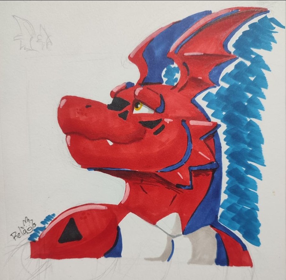 Relaxelis1's tweet photo. I made a guilmon to practice with my markers :3 https://t.co/tSo7bwkt4w