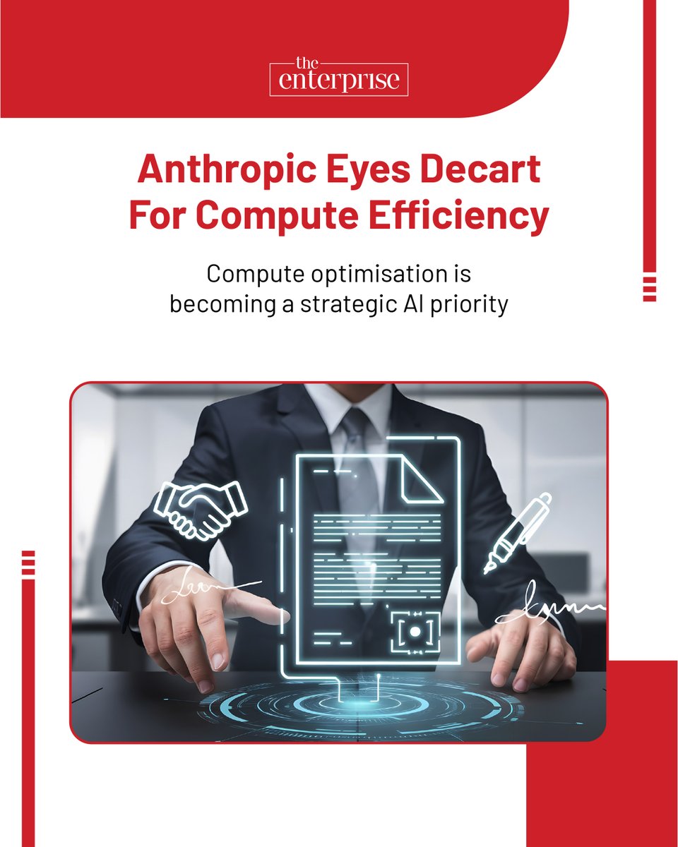 AtTheEnterprise's tweet photo. Anthropic’s Decart talks highlight a new AI race: getting more performance from every costly chip and data centre.
🌐:https://t.co/cVAV3f9F4n
#Anthropic
#DecartAI
#AIInfrastructure
#AIChips
#ArtificialIntelligence https://t.co/pcCqK05OD1