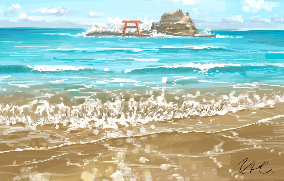 umabakuan's tweet photo. 勝浦の海でスケッチ https://t.co/07OM6FeICH
