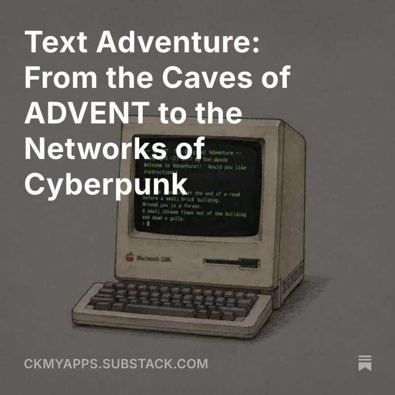 CKazantzoglou's tweet photo. Text Adventure: From the Caves of ADVENT to the Networks of Cyberpunk
#CEMedia #CKMyApps #Apple #AppStore #press
https://t.co/hBfFCD5nou https://t.co/prFhceyboJ