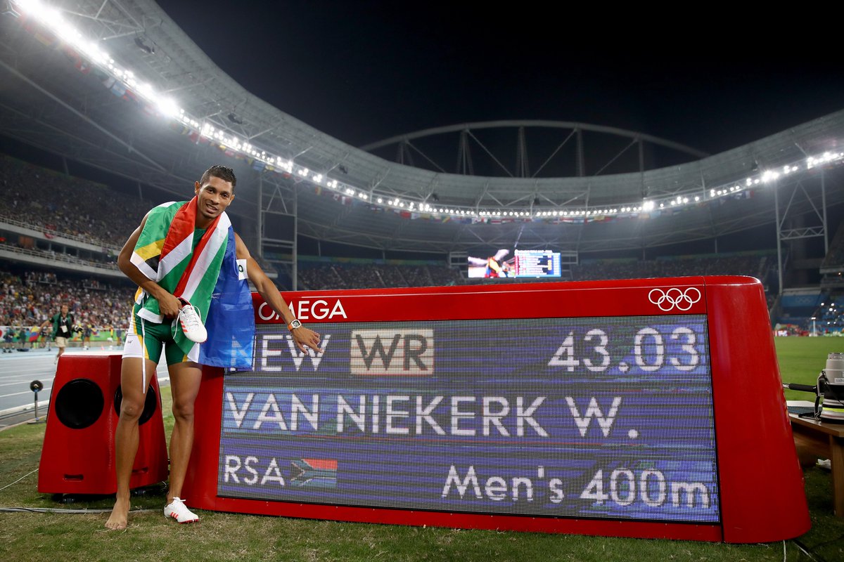 WorldAthletics's tweet photo. 1️⃣0️⃣ years ago today…

🇿🇦's @WaydeDreamer  silenced the world at the 2016 Rio Olympics when he broke the 400m world record in 43.03 🥵

He remains to this day the only man to run a sub 43.10 😤 https://t.co/5t3XAciNGS