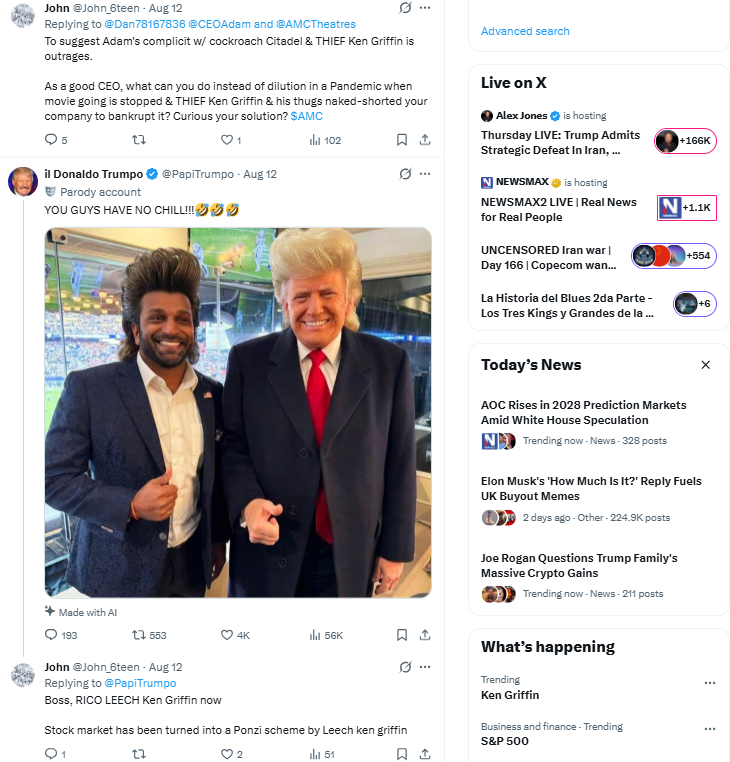 John_6teen's tweet photo. Thief Ken Griffin is trending, and literally the first 10 top posts are mine🤣
#KenGriffinLiedUnderOath #CitadelScandal #AMCNEVERLEAVING #AMC
$AMC #APE $APE #GME #AMCSQUEEZE #ApesTogetherStrong #AMCARMY #AMCNATION #AMCSTOCK #AMC500k #MOASS #HYMC #AMCSTRONG #AMCtothemoon #CS #XRP https://t.co/X52vhkqRqE