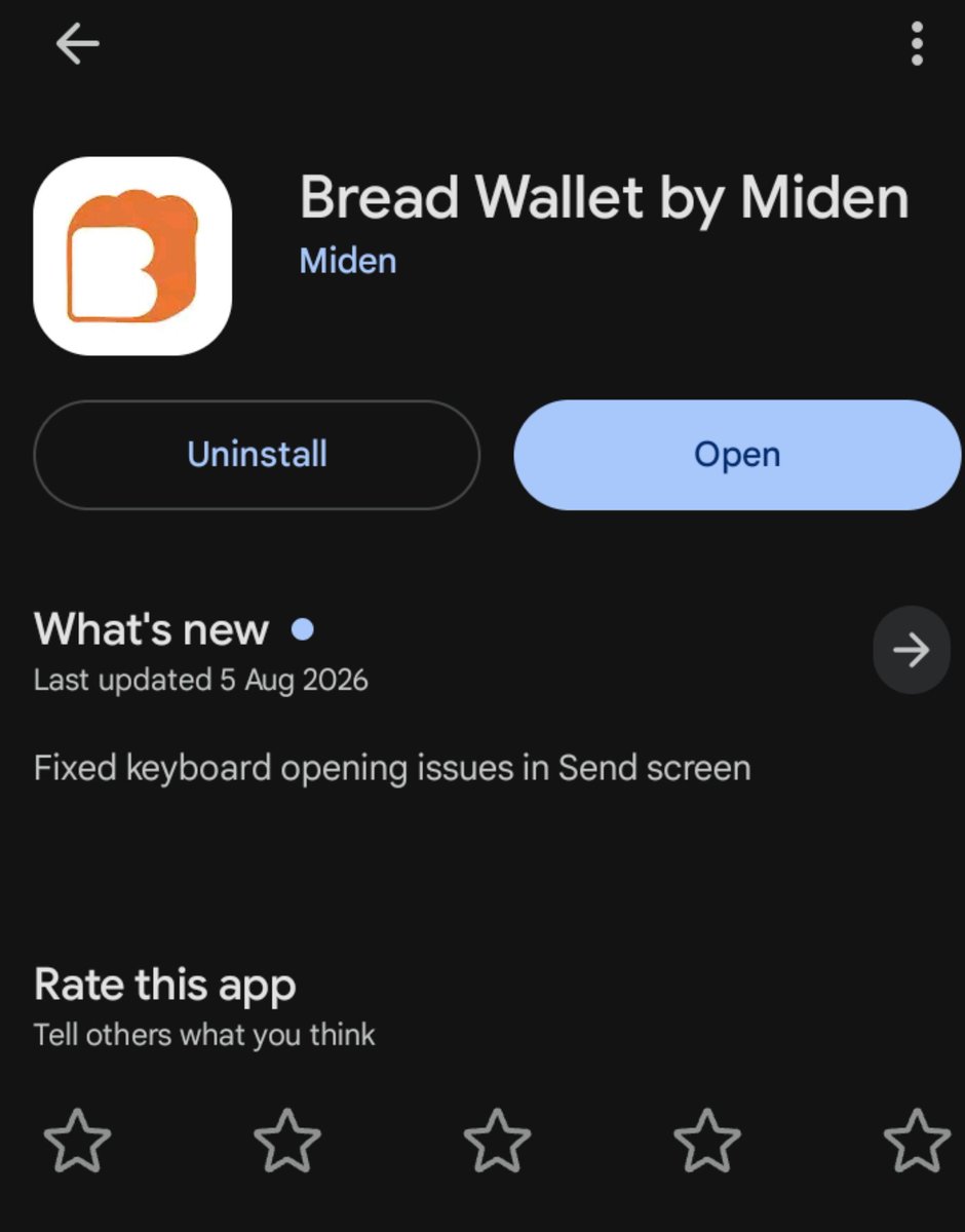 cryptee__'s tweet photo. Downloaded Bread Wallet from the Play Store, powered by @0xMiden.

I just tried it out and I must say, everything feels really smooth and seamless.

The UI is clean, navigation is simple, and the whole experience feels very user friendly.

If you’re exploring Miden, I’d suggest you give it a try and don't forget to leave a review.