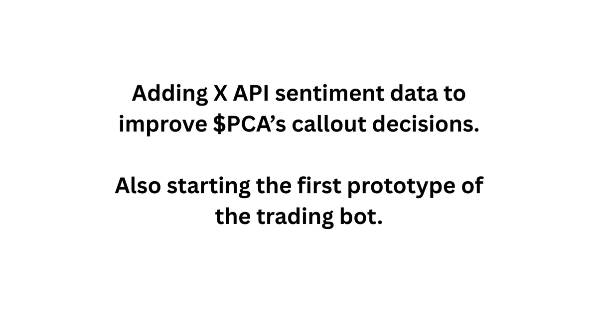 pumpcallout's tweet photo. Currently adding X API sentiment data into $PCA’s decision making and starting the first trading bot prototype.

The goal is better callouts now, then eventually letting the agent trade around the same signals it uses to make them.

Will be back live in an hour or so on @pumpfun https://t.co/UptkAnKbMn