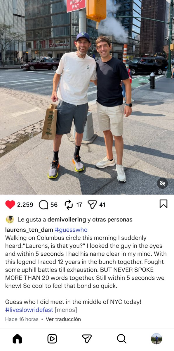 Errigx's tweet photo. Que no va Mikel Nieve y coincide con Laurens Ten Dam en mitad de New York 🤣 qué random https://t.co/ghFyQqtx3L