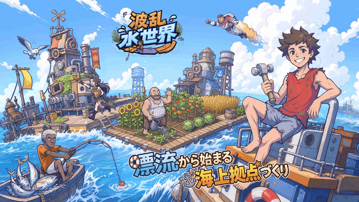 gamewith_review's tweet photo. 水上サバイバル×経営シムの本格アドベンチャー『波乱水世界』事前登録開始！

🌊終末世界×カートゥーン調の独特な世界観
🌊海上拠点建築の斬新なゲームシステム
🌊事前登録で無料210回ガチャ相当のチケットGET

詳細はこちらこちら👇
https://t.co/2k7NPPmn9U

#波乱水世界 #PR https://t.co/Sj0sOQAx9E