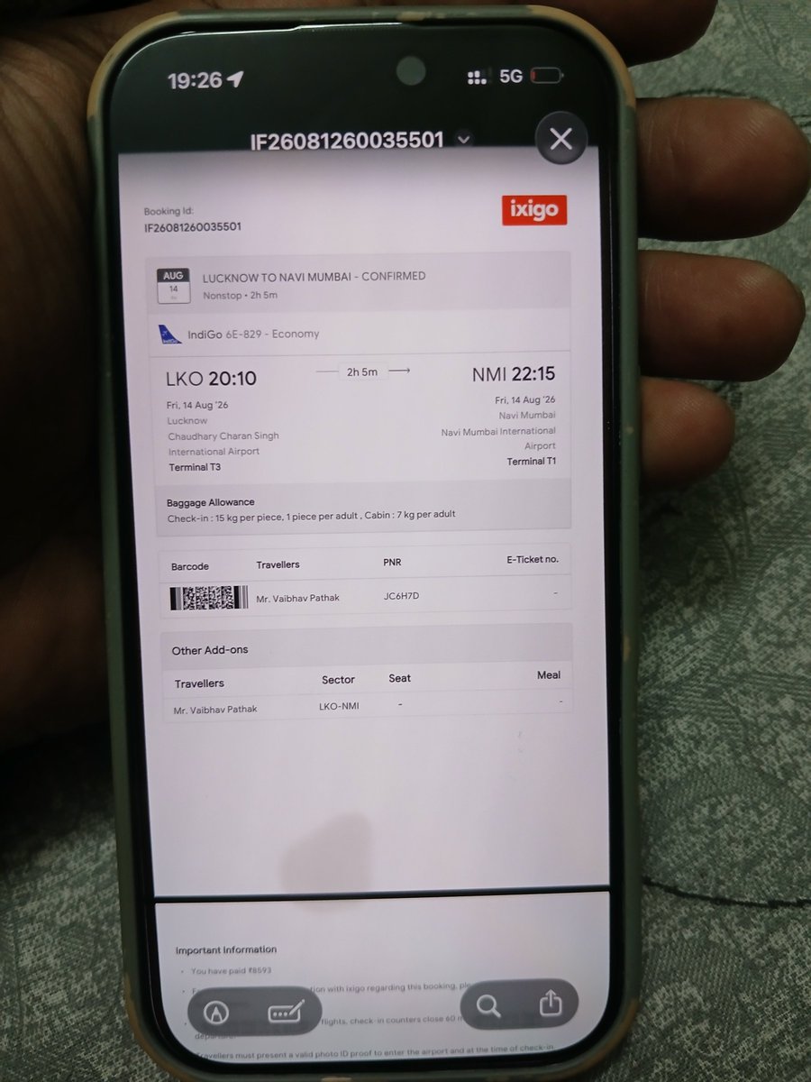 tripathianuj007's tweet photo. My mother is unwell, and I’m asking for a reschedule on humanitarian grounds. Yet @ixigo is asking me to pay another ₹2,600 for a 7hour Sunday flight. This is extremely insensitive. When a medical emergency happens,customers need support not another burden. @ixigo, resolve this https://t.co/fOWh4gctWu