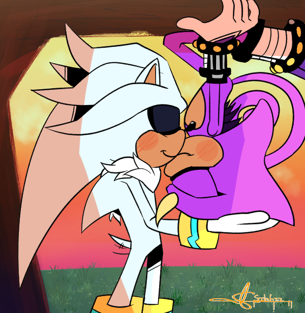 Sodafizz260156's tweet photo. someone said make them kiss so i did #espilver #silverthehedgehog #espiothechameleon https://t.co/el2D34ma1X