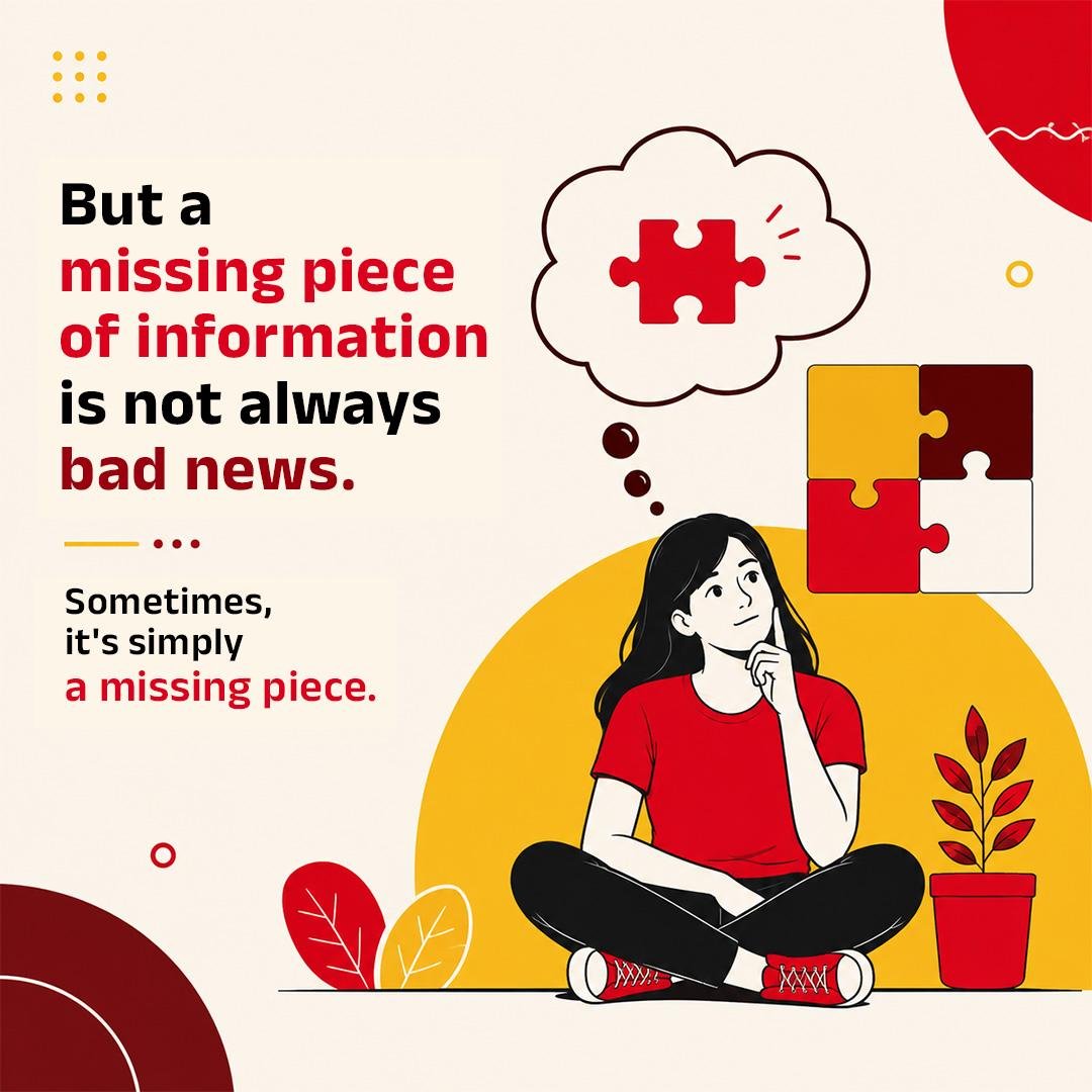 asknishchit's tweet photo. We’re remarkably good at turning incomplete information into complete stories. Before you decide what happened, ask yourself: Do I know this, or am I assuming it? 1/2 https://t.co/eR1W1SLOSF