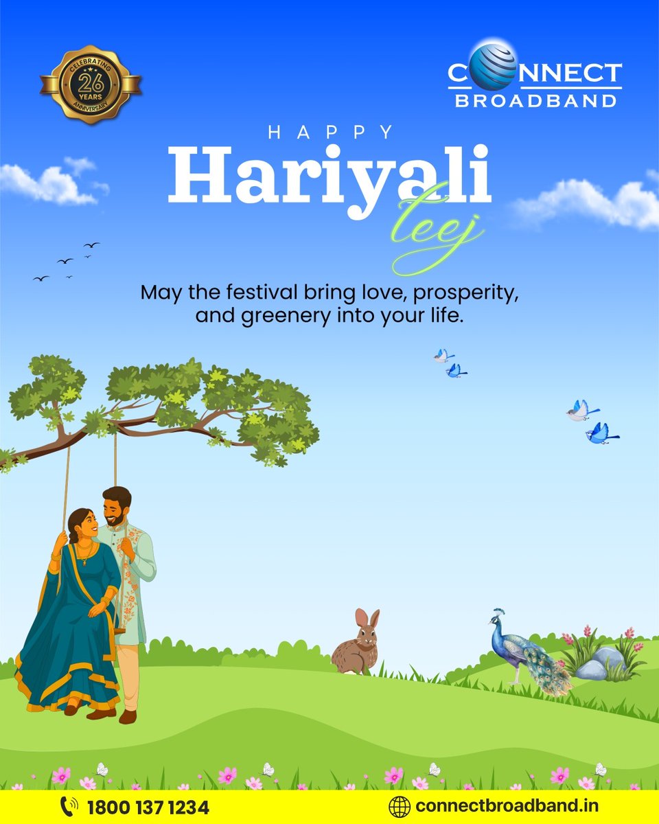 ConnectBb's tweet photo. 🌿 Happy Hariyali Teej! 💚

May this beautiful festival bring love, happiness, prosperity, and greenery into your life. Celebrate the joy of togetherness and cherish every beautiful moment. 🌸✨

#HappyHariyaliTeej #HariyaliTeej #TeejCelebration #ConnectBroadband #FestiveVibes https://t.co/fXNmQt4Ohb
