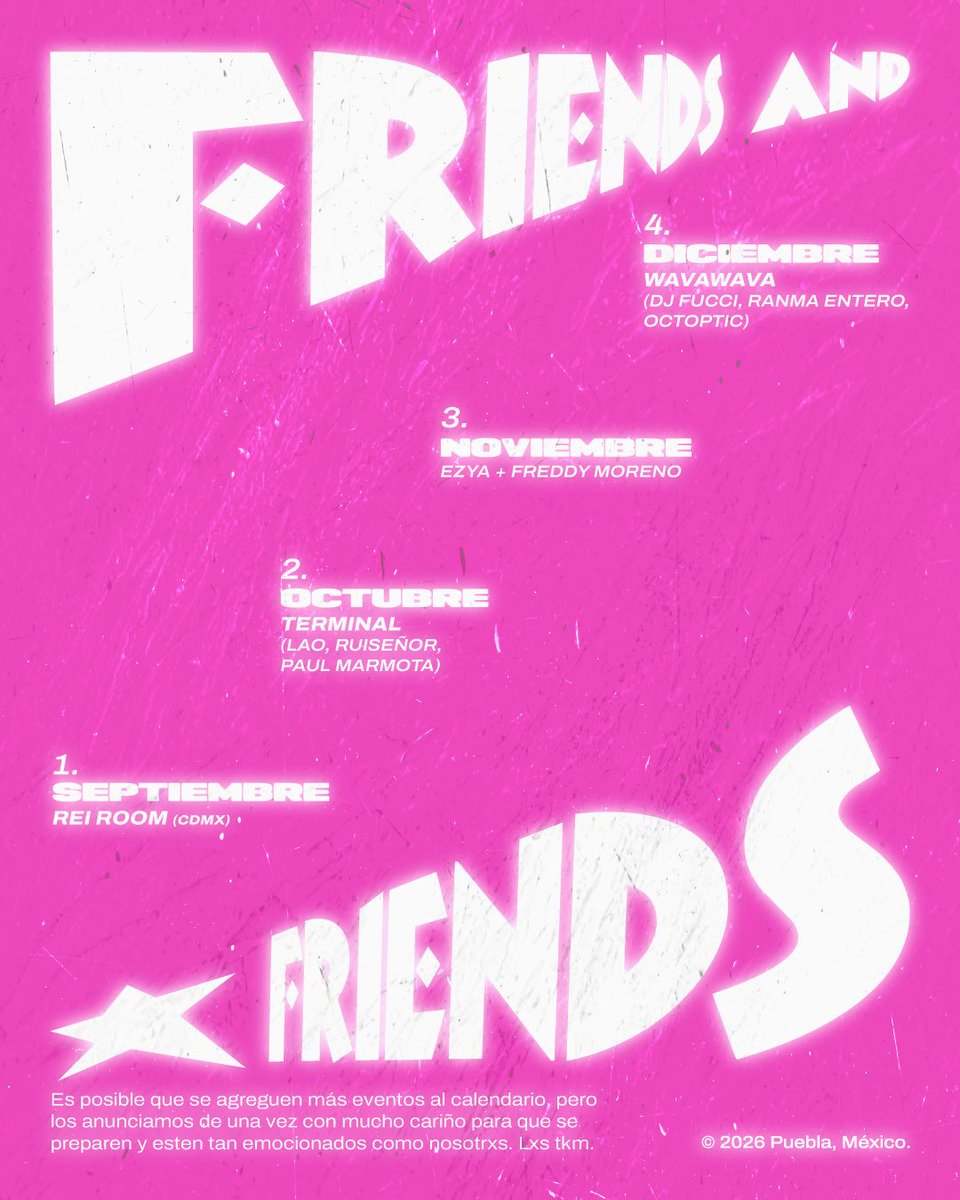 AdolfoSincolor's tweet photo. Órale, que loco lo que se viene con el Friends And Friends 
Lao, Ruiseñor, Paul Marmota, Ezya, Freddy Moreno, Dj Fucci, Ranma Entero, Octoptic y desmadres en la CDMX, Oaxaca y más en el Pneuma Estudio https://t.co/DiE8nZlzP4