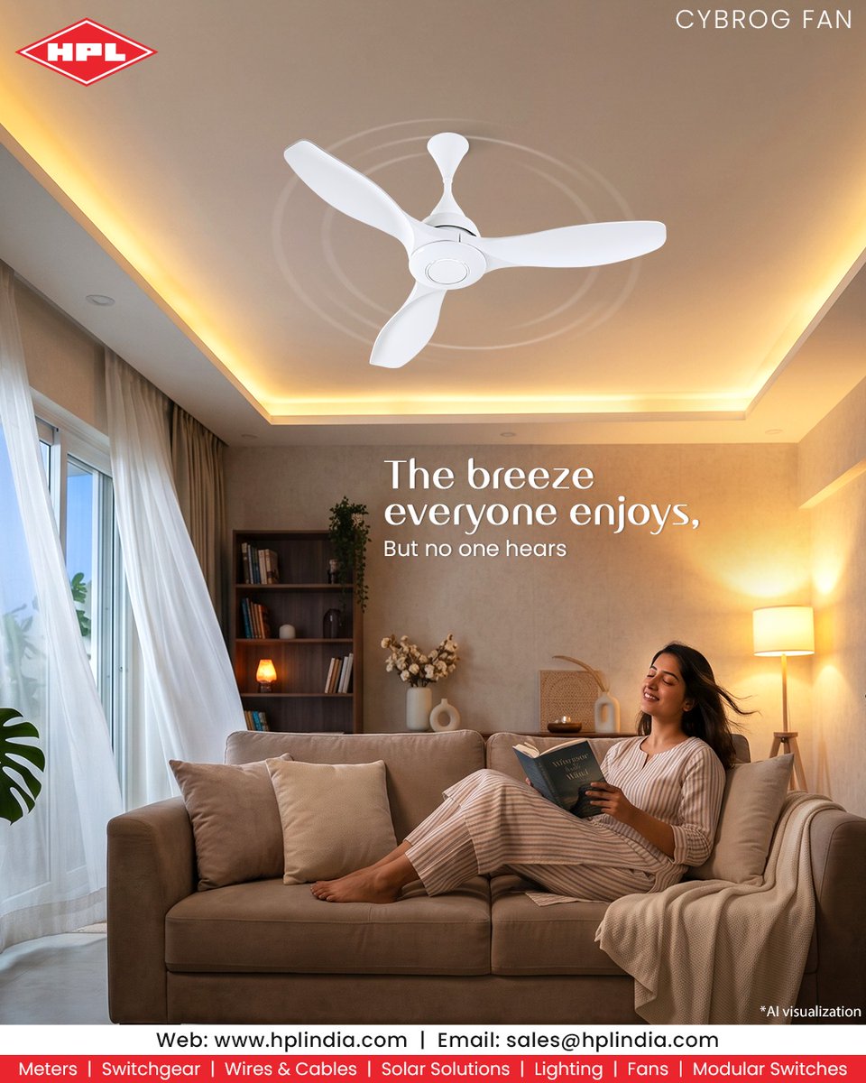 HPL_Official's tweet photo. A breeze you feel. A silence you’ll love. 🌬️✨
Meet the HPL Cybrog Fan—powerful cooling with peaceful comfort.
Because the best breeze is the one you feel, not hear. 🤍
#HPLIndia #CybrogFan #SilentComfort #PowerfulCooling https://t.co/3huDAuUhTU