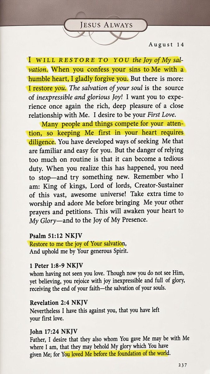MissyIsMaga's tweet photo. #JesusAlways by Sarah Young 🤍
Would you create in me a clean heart, O God?
Restore in me the joy of my salvation
Wash me white as snow
I will be made whole! 🤟🏻🤟🏻🤟🏻
(“White As Snow” by Jon Foreman) https://t.co/8jJNBTzyzE