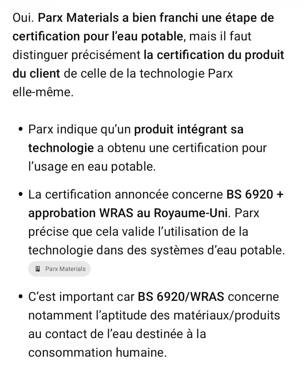 daiki_investor's tweet photo. #Sécheresse #eau #biouv #watera #orege #MLPRX
La sécheresse est au cœur de l'actualité.
La chaleur favorise la prolifération des bactéries dans les canalisations qui acheminent l'eau potable.
Parx possede une certification pour l'eau potable !!
4m de valorisation 🤔 https://t.co/7FJWlmoh9k