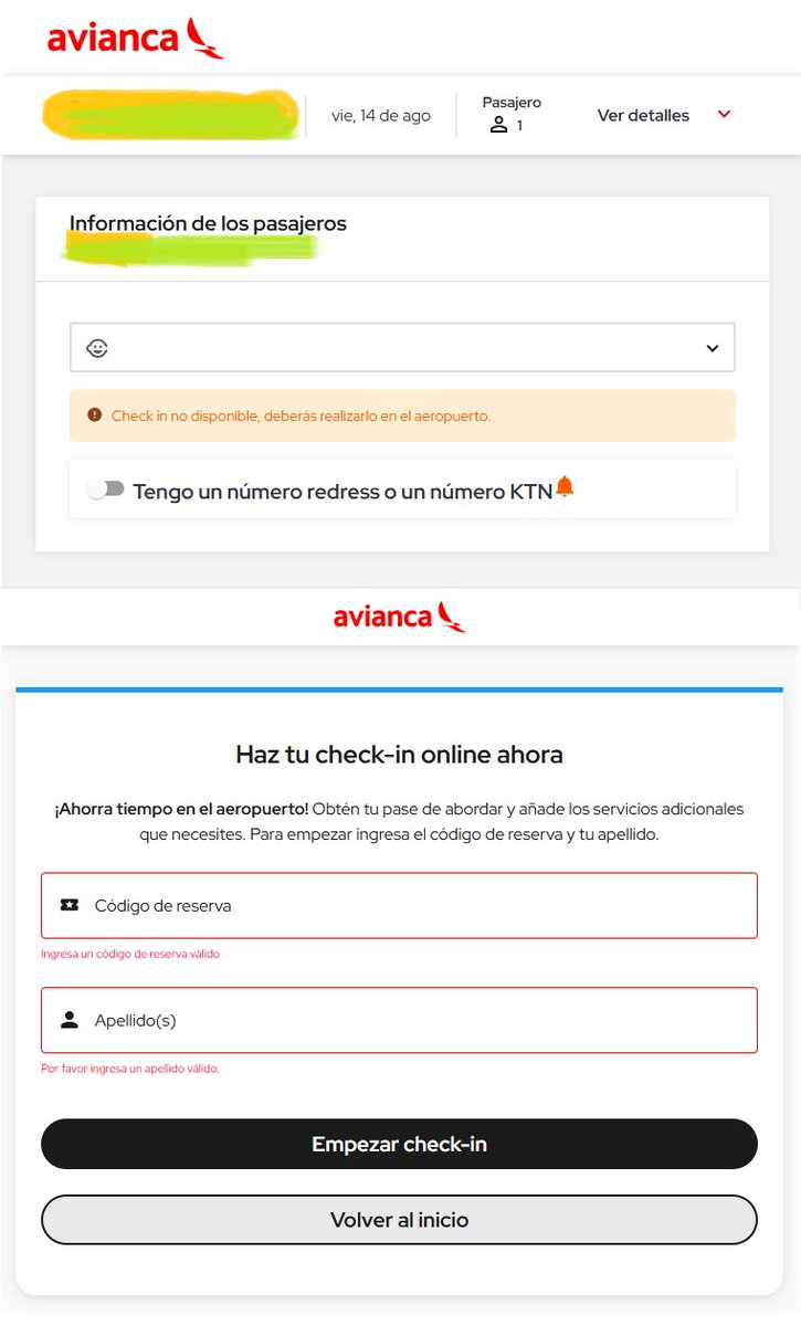 RiclVabarianIgh's tweet photo. Nunca pero nunca de los nuncas hay que usar @avianca para viajar. El sistema de CheckIn simplemente no funciona aunque tengas el código de reserva. Y cuando sí funciona, de todos modos no te dejan hacerlo. Probando con todas las posiblidades, revisando en Expedia la reserva, llamando a atención al cliente, etc. No, el problema es @avianca, como siempre.

¿Sabes por qué lo hacen? Porque negándole aleatoriamente a ciertos pasajeros el CheckIn o por tandas, o por vuelos, etc, quién sabe qué criterio usan, son $20.00 por pasajero para que te lo hagan en el aeropuerto, sí, así de basuras son. ¿Ya te imaginas cuánto ganan con este tipo de estafa?

Pero mañana me van a escuchar. Nunca vuelvo a usar esta aerolínea.