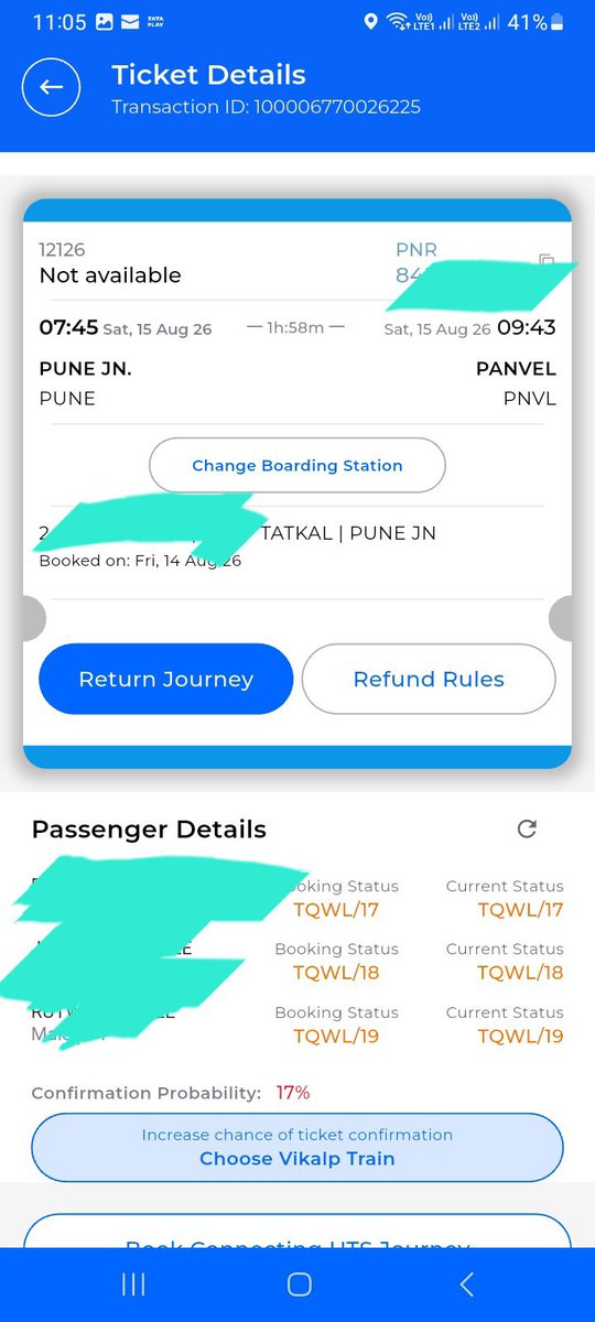 tushar_wasule's tweet photo. New way of Looting people by Indian Railways.. you try booking tickets during tatkal window .. if don't get luck on booking it will take you to wait listed booking with same additional charges as tatkal booking .charges cancellation also @IRCTCofficial @IrctcPro @AshwiniVaishnaw https://t.co/AC40aiNewT