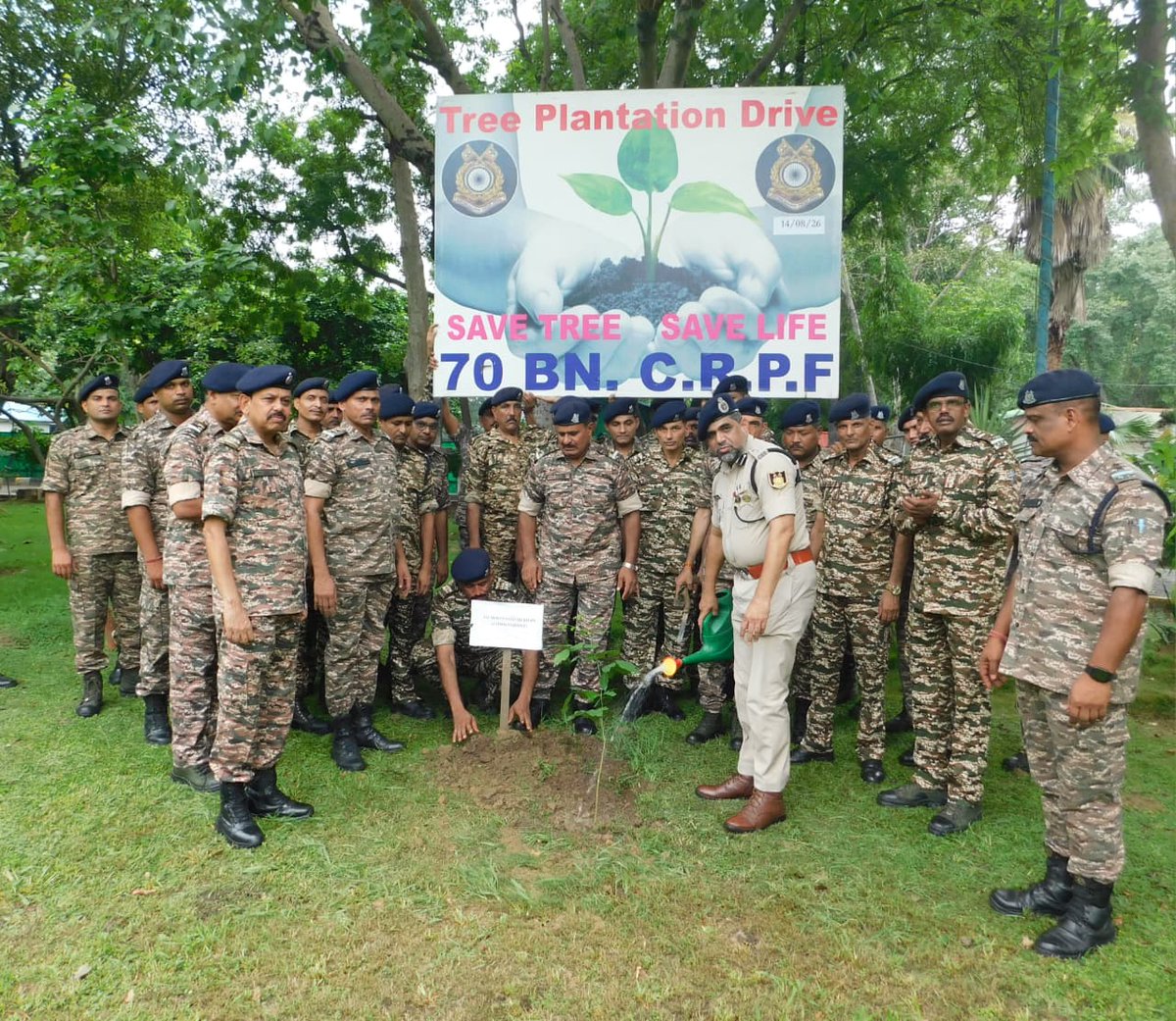 70bncrpf's tweet photo. On 14.08.2026, a tree plantation drive was conducted by 70 Bn CRPF at HQ Bawana New Delhi @crpfindia @WSCRPF2016 https://t.co/tzWaRMlikh