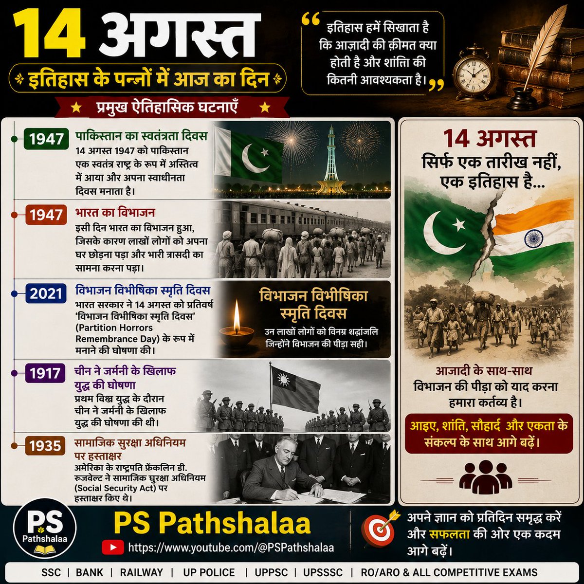 innovationvns's tweet photo. 14 अगस्त, स्वतंत्रता की खुशी के साथ विभाजन की पीड़ा और इतिहास की महत्वपूर्ण घटनाओं को भी याद दिलाती है। आइए, इतिहास को जानें, समझें और उससे सीखें.
🎓 PS Pathshalaa —
YouTube: https://t.co/tZ0zjG27iE
#TodayInHistory #HistoryFacts #DailyGK #PSPathshalaa #DeshBhaktiYatra https://t.co/K5oxTUu0Ij