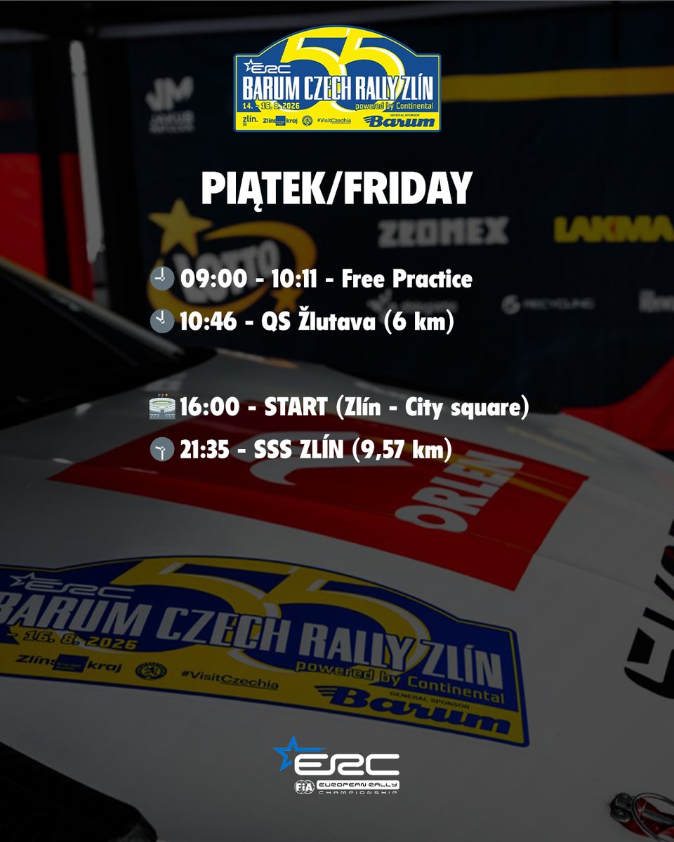 jakub_matulka's tweet photo. Hello! 👋 The first day of @FIAERC Barum Czech Rally Zlín is ahead of us. 🤞
@GrupaORLEN | @TeamORLEN | #ORLENdlaciebie | #LOTTO | @totalizator_sp | #Złomex | #LAKMA | #DBLogistic | #TGRecycling | #ParkPoniwiec | #Gliwice | @Michelin_Sport | #AutomobilklubZiemiTyskiej | #EvoTech https://t.co/V2ovLRnNh7
