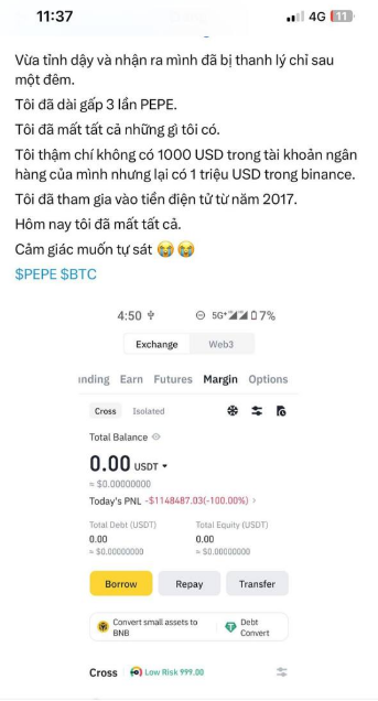 danhtran68's tweet photo. Tiền trong ngân hàng thì không có được trên 1000 USD :((

Nhưng tài khoản Binance phải có 1 triệu USD

Rồi nướng vào future bay hết 1.1M$, từng là triệu phú trên giấy tờ nhưng tiền để trên sàn thì nó chưa thuộc về mình

Chắc nhiều ae ở đây cũng từng như vậy, để hết tiền vào đầu tư, nhưng ở ngân hàng hay các tài sản khác như đất đai thì ko có :((

Ko nói đến các trường hợp cháy tài khoản thì hãy luôn nhớ bài học của FTX, dù có an toàn như thế nào cũng ko dc tin tưởng tuyệt đối 

Để trên ví thì tiền vẫn là của ae, nhưng để trên sàn thì 50/50 chỉ có về ngân hàng, tiền mặt hay các tài sản như đất đai mới là tiền của ae được
