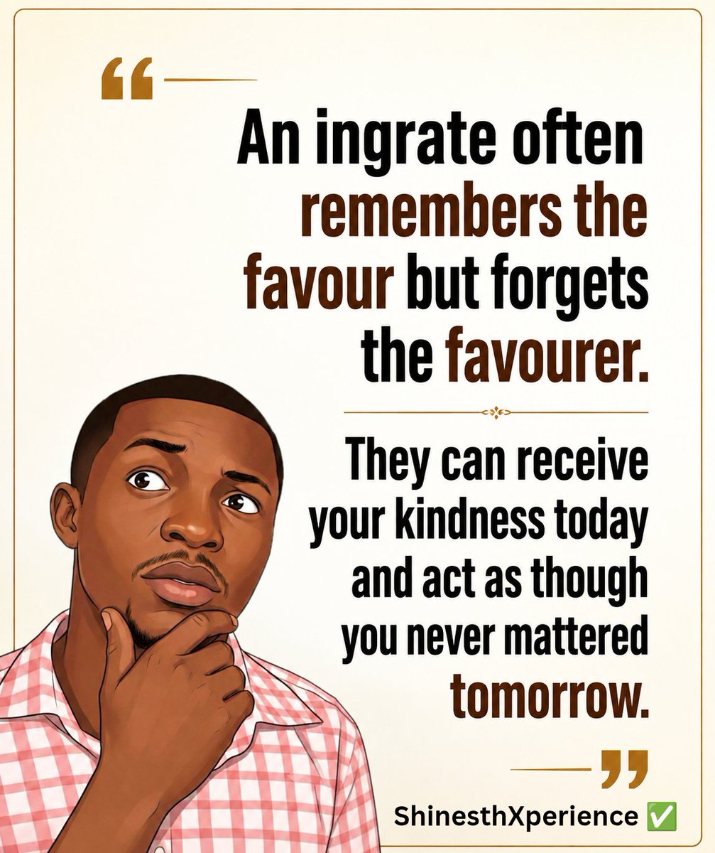 ologunade's tweet photo. https://t.co/PXEDpTROQz
“Ore pe, asiwere gbagbe” — the ingrate rarely remembers the day he was favoured. Many people have experienced the pain of helping someone wholeheartedly, only to become irrelevant the moment the help is no longer needed. https://t.co/DpEpzpxlM0