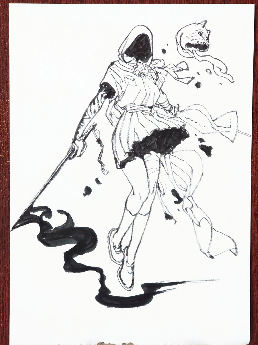 okinawanogori's tweet photo. 仕事前に筆ペンで落書き。 https://t.co/LsrliQqDmJ