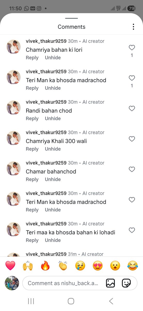 Nishuazad11's tweet photo. हरदोई निवासी विकास ठाकुर, पिता पप्पू सिंह ठाकुर, ने मेरी पोस्ट पर जातिसूचक गालियाँ दीं और परिवार-बच्चों पर आपत्तिजनक टिप्पणी की। ‘चमार’ जैसे जातिसूचक शब्दों का भी इस्तेमाल किया। हरदोई पुलिस मामले का संज्ञान लेकर तत्काल कानूनी कार्रवाई करे।

@hardoipolice @Uppolice https://t.co/9wjroMo1Zn