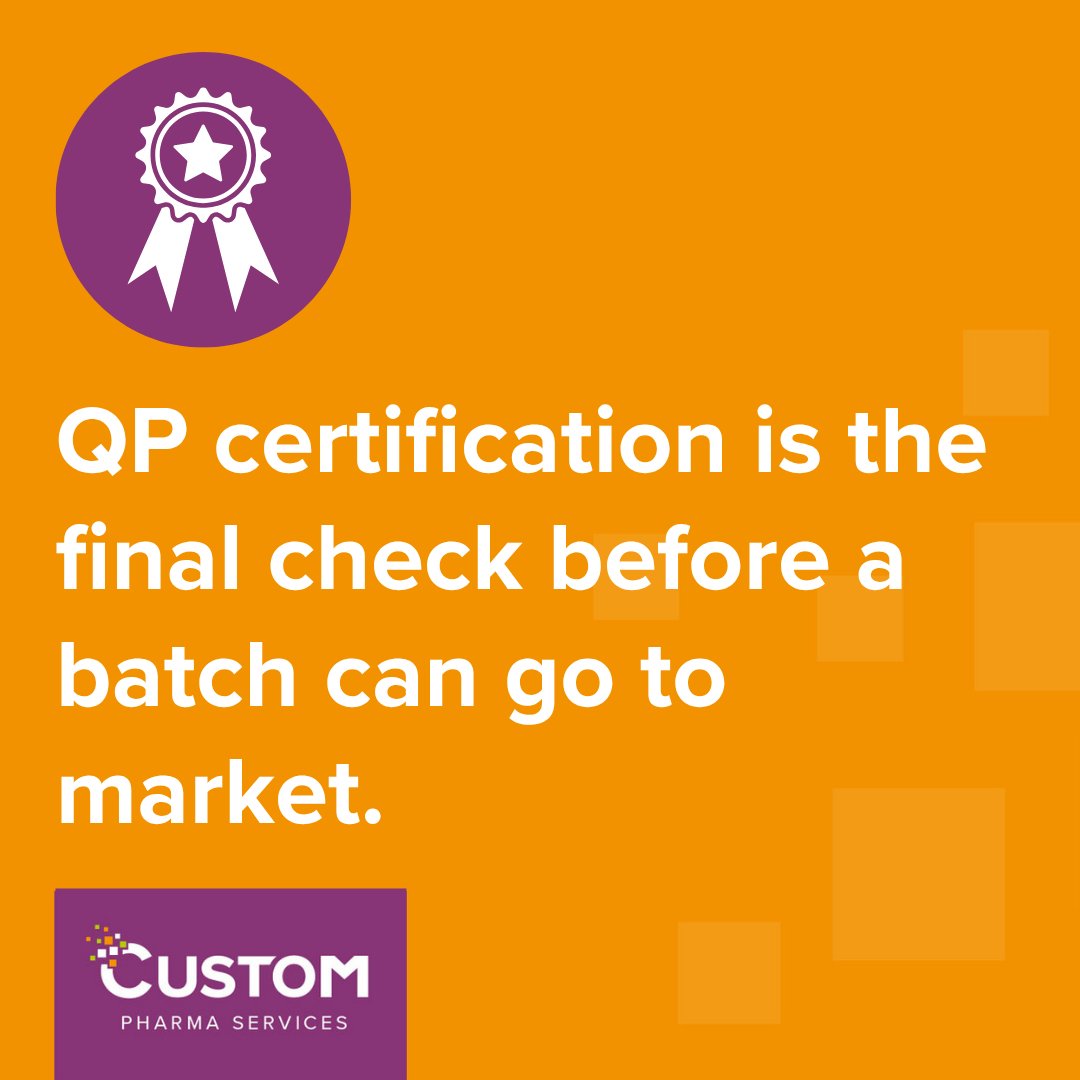 CustomPharma's tweet photo. QP is a named, qualified individual who personally certifies each batch. They review full record, testing, any deviations. Keeping manufacture, testing &amp; certification together gives the full picture to work from.

Only when the QP is satisfied does the batch reach the market. https://t.co/lG4yKxqeQ4